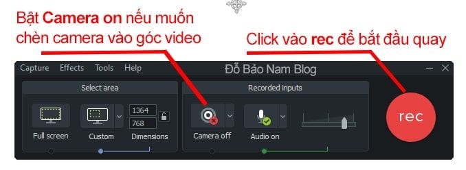 Thiết lập thông itn trước khi quay video màn hình máy tính