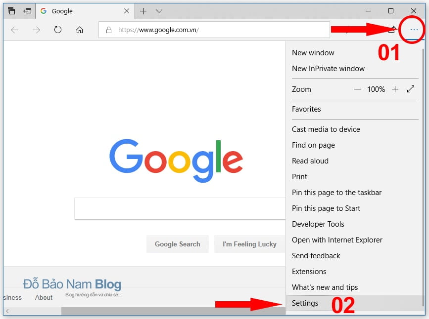 Hướng dẫn cách đặt Google làm trang chủ trên Microsoft Edge B1