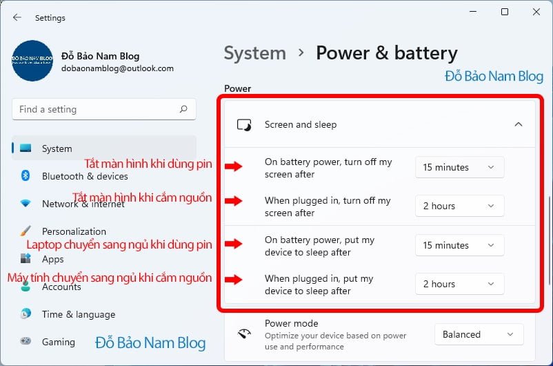 Bước 2: Cài đặt thời gian sáng màn hình hoặc ngủ