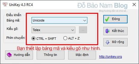 Thiết lập cho bộ gõ tiếng Việt Unikey