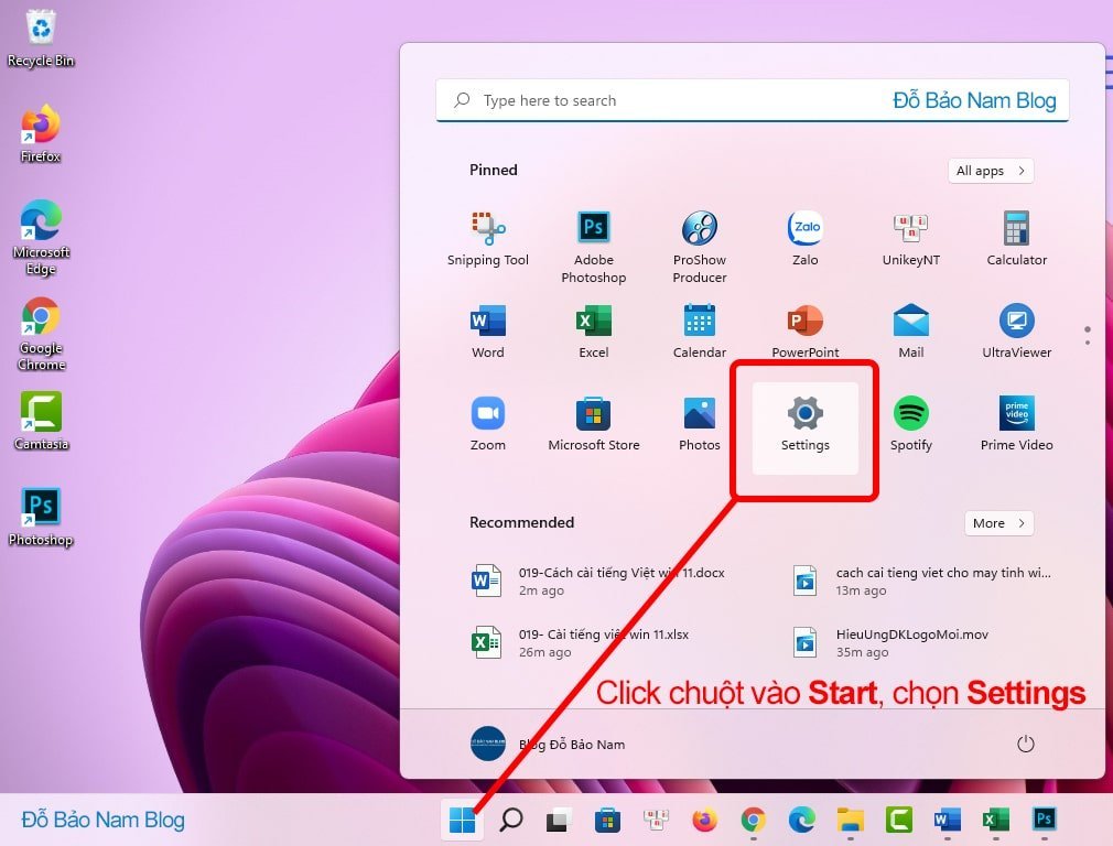 Bạn click chuột phải vào nút Start trên thanh taskbar Win 11. Sau đó, chọn Settings.