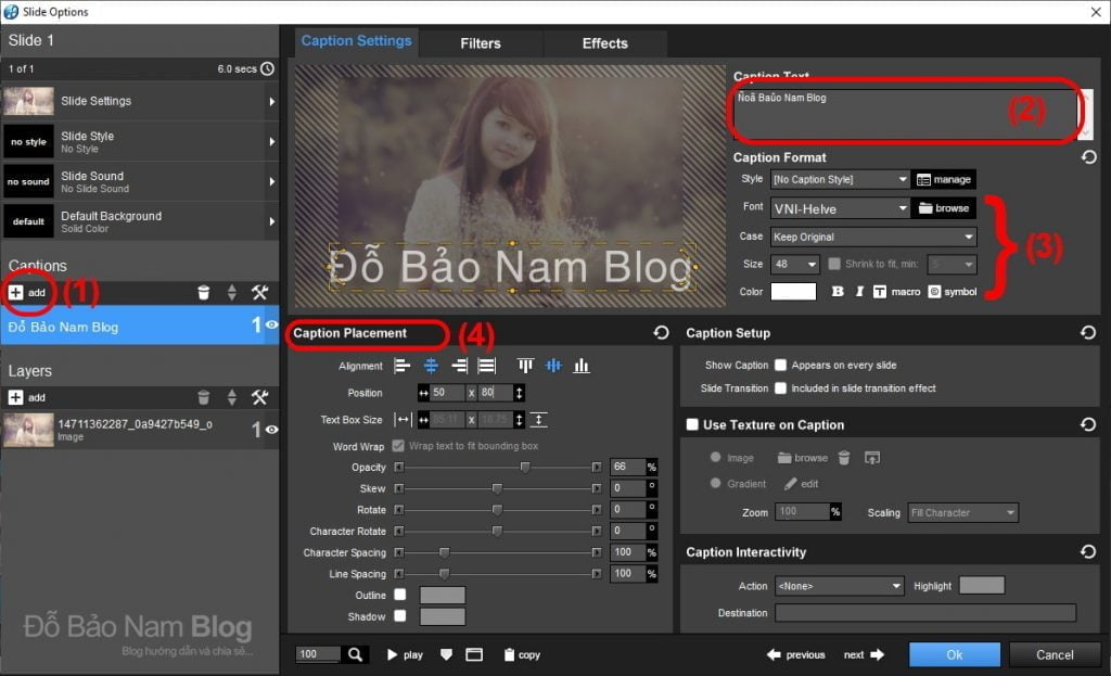 Các bước chèn chữ vào video trong Proshow Producer