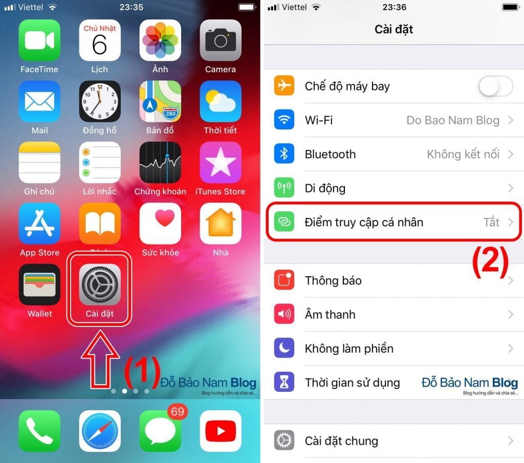 Cách chia sẻ wifi trên iPhone bước 1: Bật điểm truy cập cá nhân