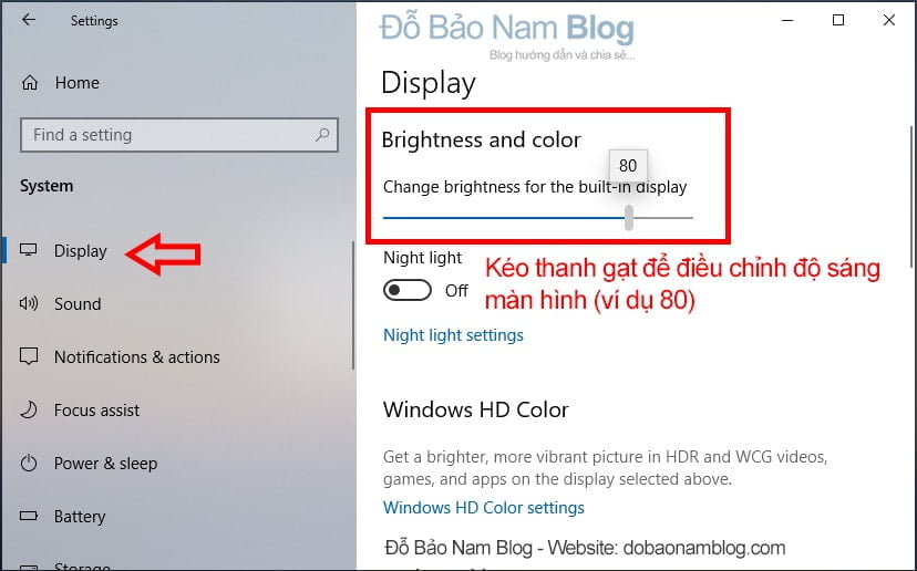 Tăng hoặc giảm độ sáng màn hình tại Change brightness for the built-in display