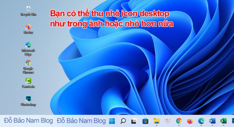 Cách thu nhỏ biểu tượng trên màn hình máy tính bằng chuột giữa