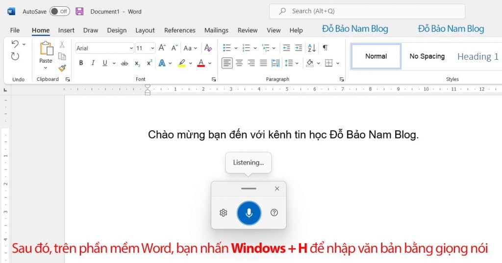 Sau đó, bạn chỉ cần nhấn Windows + H và đọc nội dung cần chuyển sang văn bản.