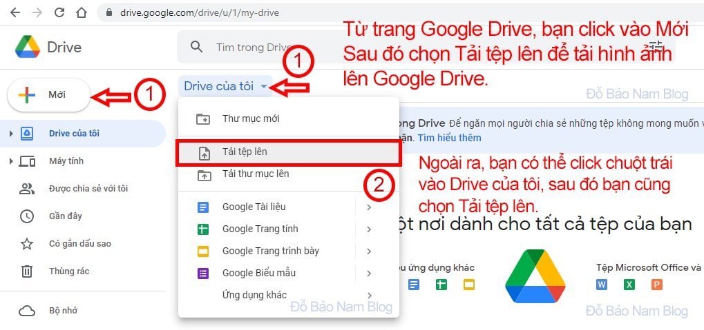 Tải flie hình ảnh có chứa văn bản lên Google Drive