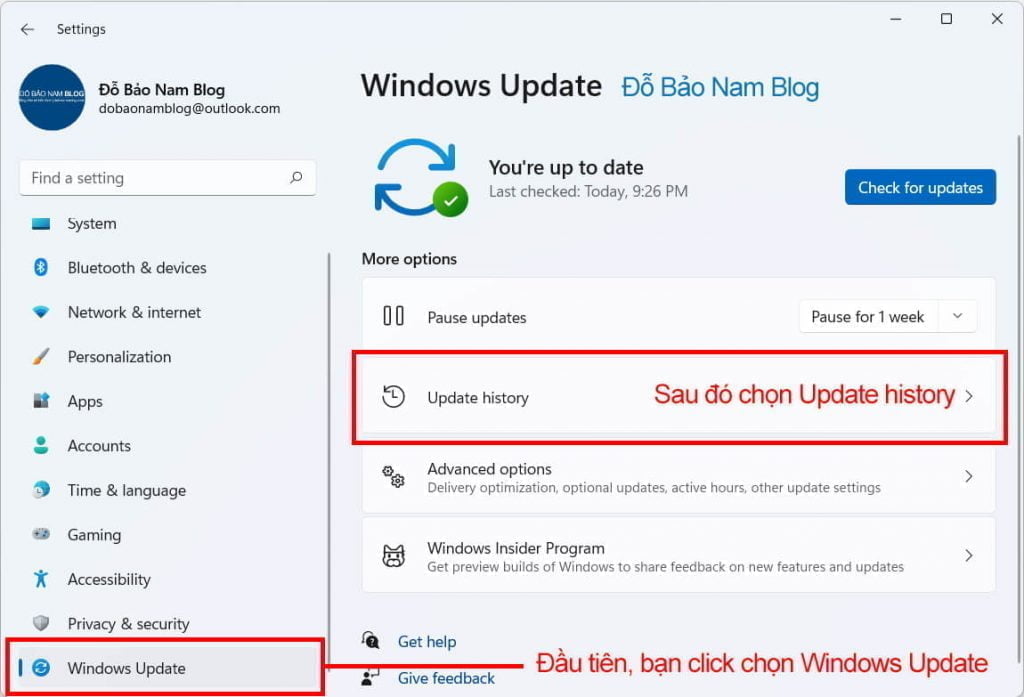 Cách gỡ bản cập nhật Win 11 qua Windows Settings