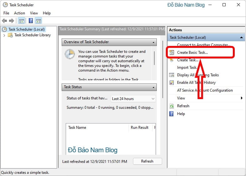 Click vào dòng Create Basic Task