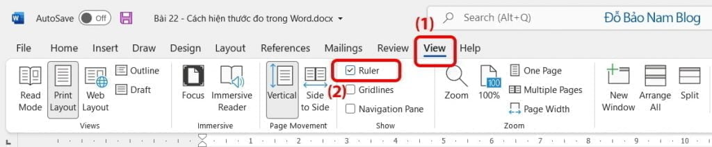 Cách hiện thước đo trong Word, bật thanh Ruler trong Word