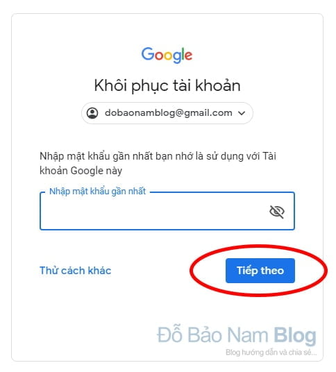 Hướng dẫn cách khôi phục tài khoản Google qua hình ảnh - Bước 03