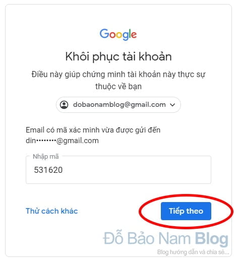 Hướng dẫn cách khôi phục tài khoản Google qua hình ảnh - Bước 09