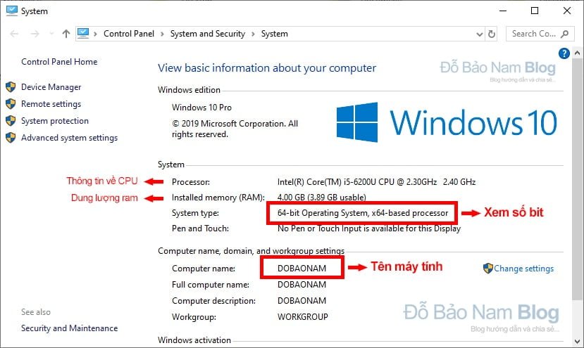 Cách xem tên máy tính, xem máy 32 hay 64 bit bằng Properties