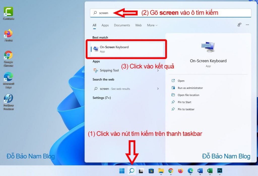 Cách bật bàn phím ảo trên máy tính Win 11 từ thanh taskbar