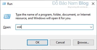 Cách lấy bàn phím ảo trên máy tính Win 10 bằng hộp thoại Run