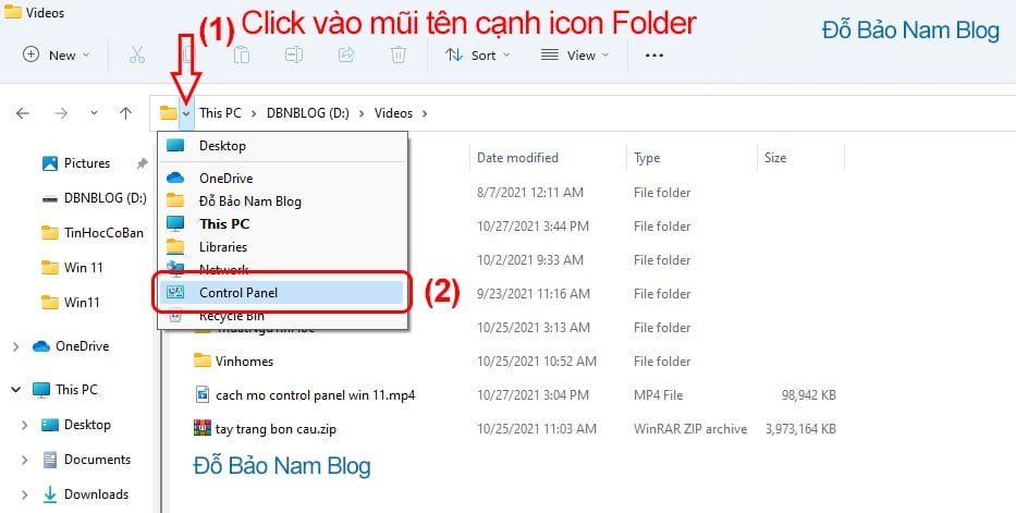 Cách 3: Cách vào Control Panel từ cửa sổ Windows Explorer bất kỳ