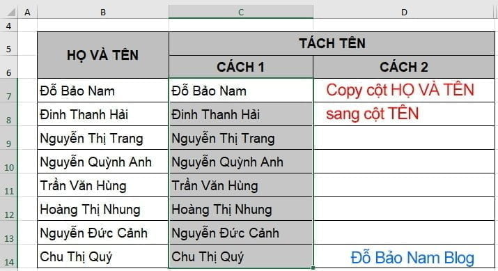 Cách tách tên trong Excel bằng Find and replace