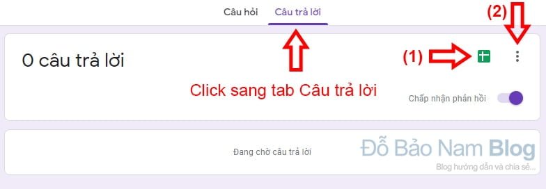 Thiết lập cho câu trả lời khi người dùng trả lời Google Form