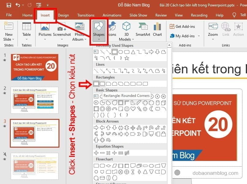 Tạo nút lệnh liên kết trong Powerpoint