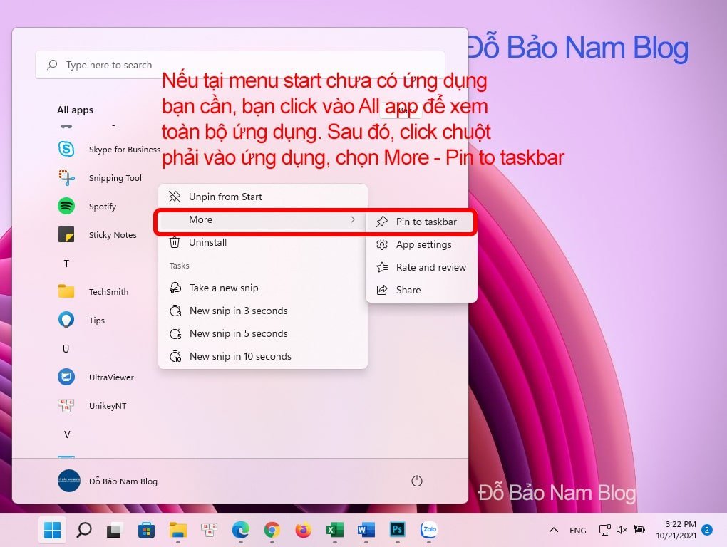 Click All apps để xem toàn bộ ứng dụng đã cài vào máy tính