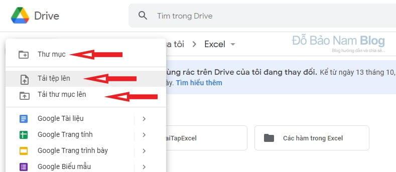 Sau đó, chọn up thư mục, hoặc tài liệu, hay một file nào đó