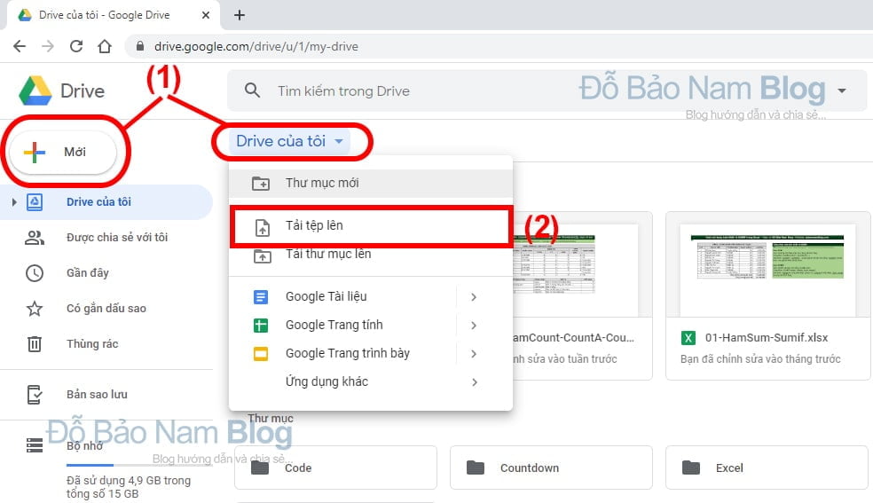 Cách upload tài liệu lên Google Drive từ máy tính