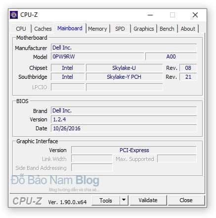 Cách kiểm tra cấu hình máy tính bằng phần mềm CPU-Z - tab Mainboard
