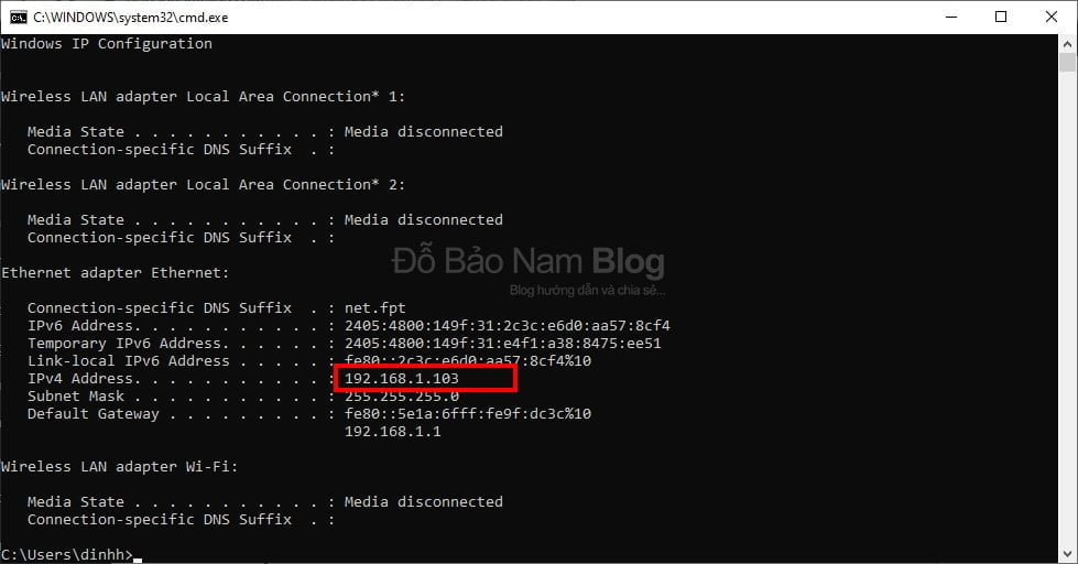 Cách xem IP máy tính cực đơng giản bằng câu lệnh cmd
