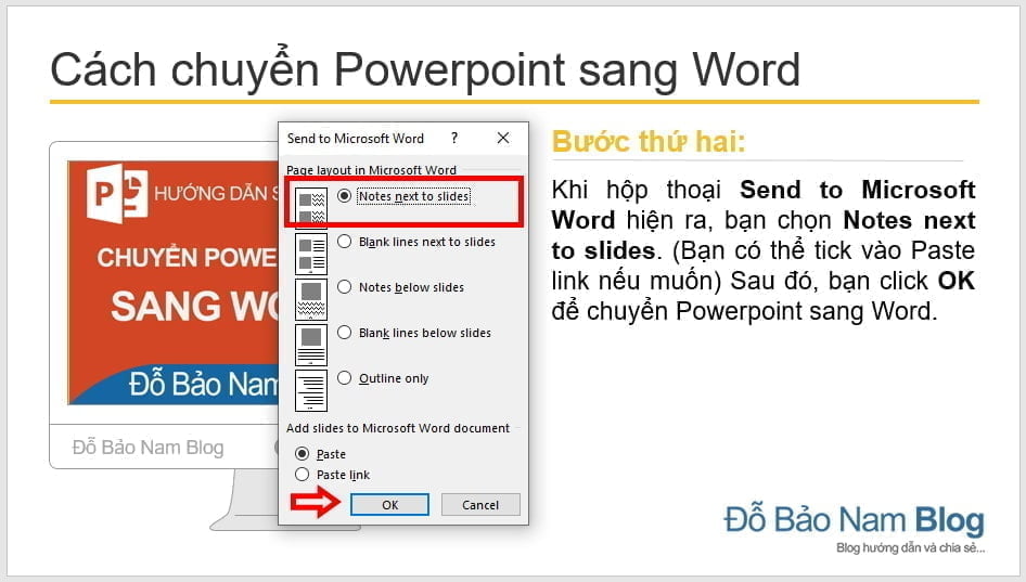 Hướng dẫn cách chuyển Powerpoint sang Word qua ảnh minh họa - B2