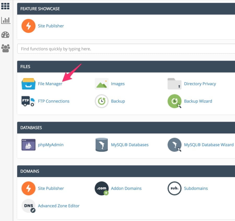 Chọn mục File Manager trên cPanel