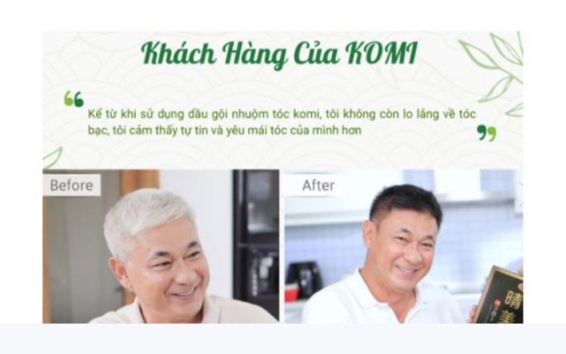 feedback khách hàng khid dùng dầu gội nhuộm tóc komi