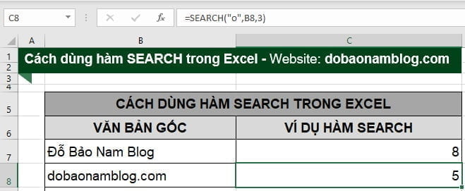 Và kết quả chữ "o" thứ hai trong tên miền dobaonamblog.com nằm ở vị trí thứ 5.