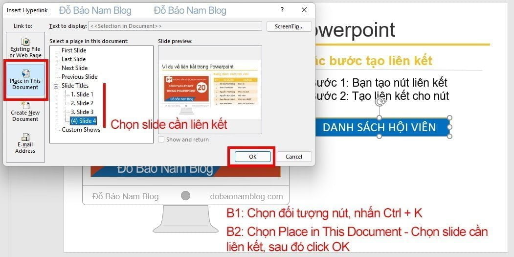 Cách tạo liên kết giữa các slide trong Powerpoint