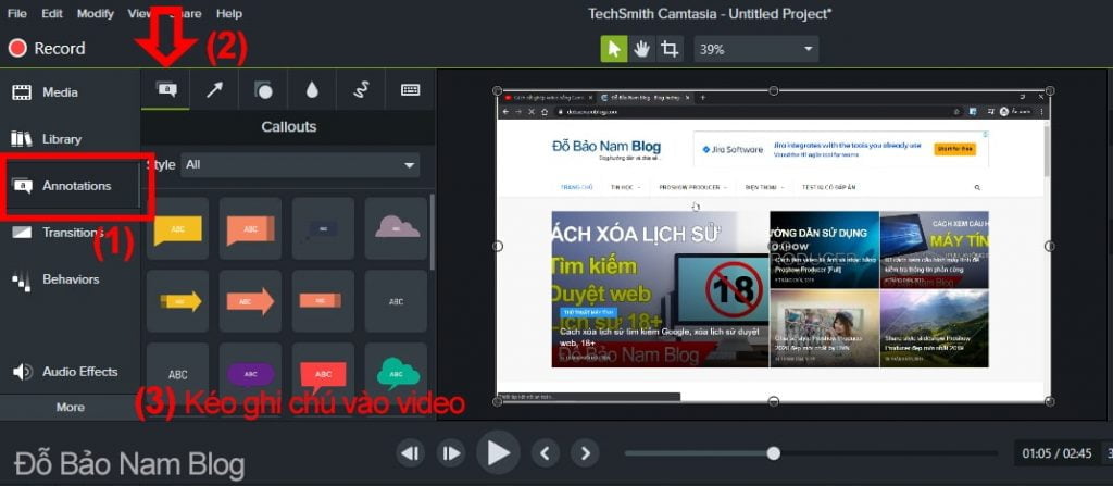 Cách chèn ghi chú vào video trong Camtasia